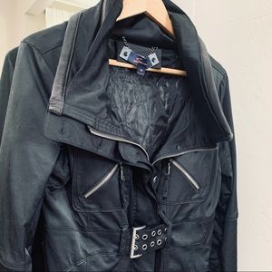 Seven Black Satin Utility Sport Jacket Coat